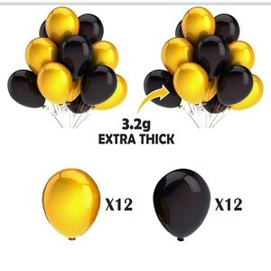 Black and gold balloon party decorations